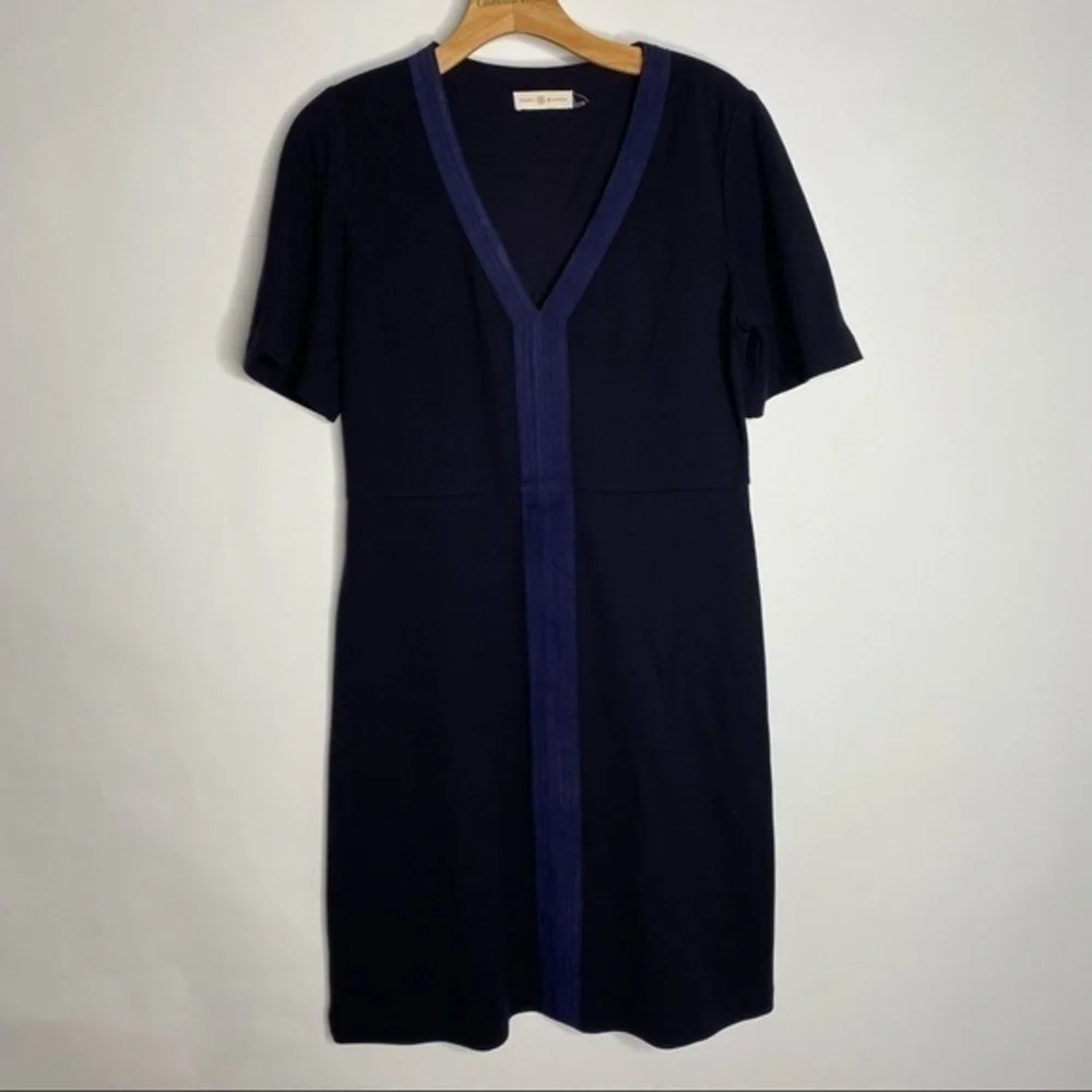 Tory Burch Black & Navy Wool Sallare Tunic Dress